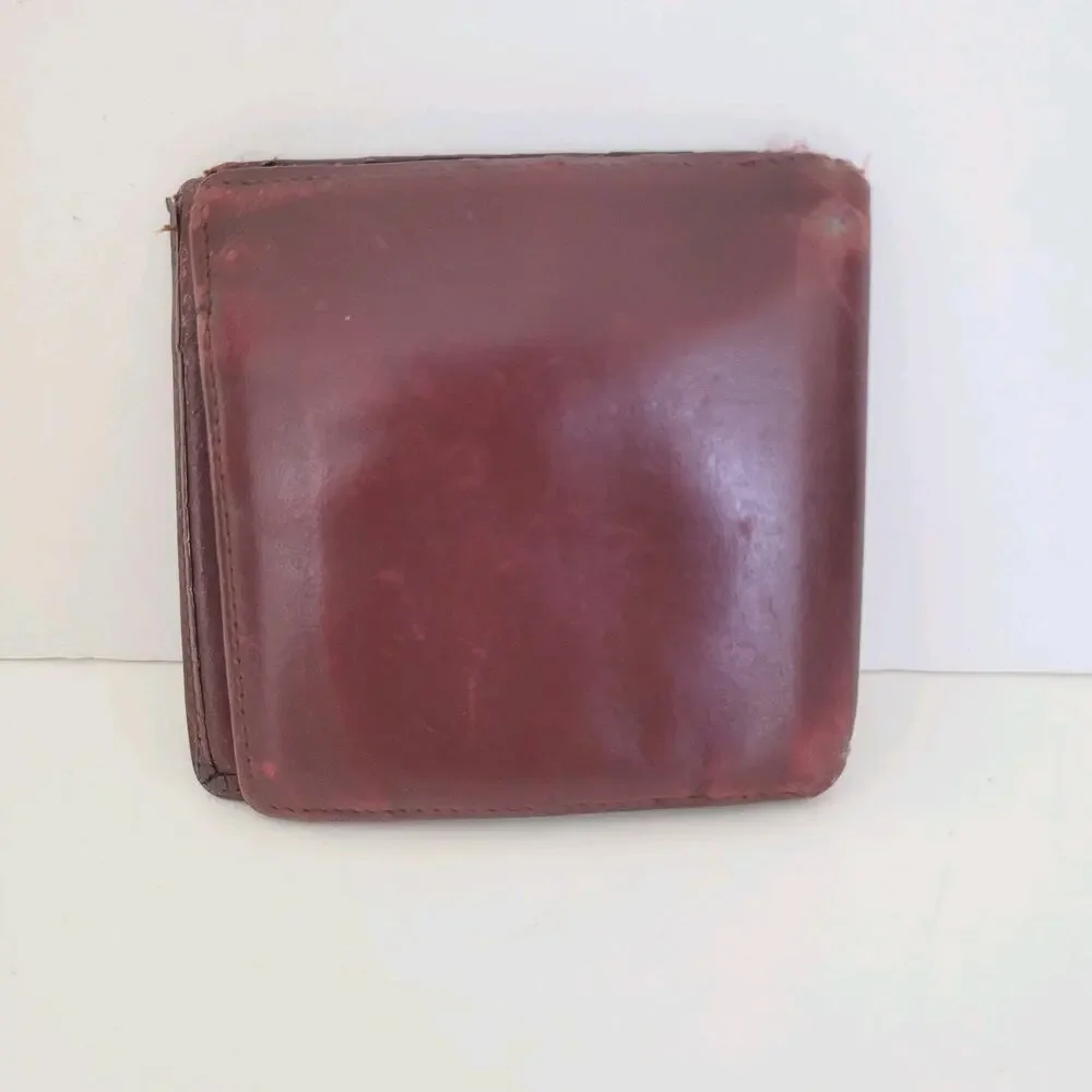 Cartier Men's Vintage Bifold Leather Bordeaux Red Wallet Medium‎ Retro Card Fair